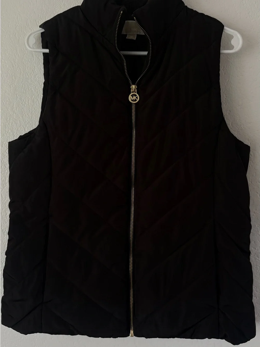 Michael Kors Black Quilted Puffer Vest with Gold Zip
